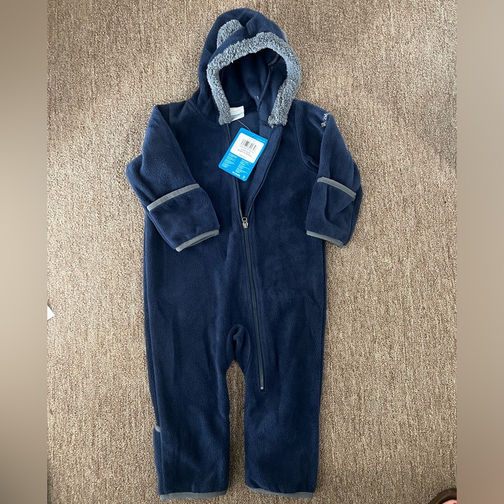 Columbia Navy Blue Hooded Baby Onesie